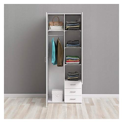 Atlin Designs Modern Wood 3 Drawer and 2 Door Wardrobe/Armoire in White