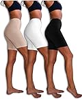Sexy Basics Womens 3 Pack Sheer & Sexy Cotton Spandex Boyshort Yoga Bike Shorts (3XL, Black /White /Kahki)