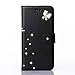 Auroralove Luxury Handmade Bling Rhinestone Soft Slim Flip Stand Wallet Case for Samsung S8 Plus Flower Butterfly PU Leather Case for Girls Women-Black