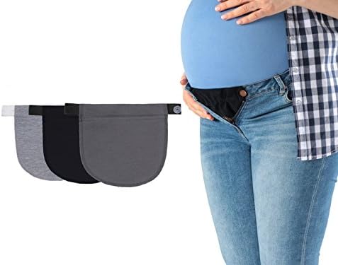 FUN2BEMUM Set of 3 Pregnancy Adjustable Waist Jeans Trousers Band Belt Extender Elastic