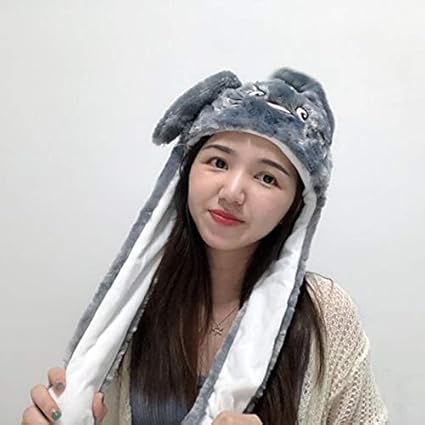 Thboxes Girl Women Cute Funny Cartoon Hat with Moving Ears for Summer 60cm Without Lamp