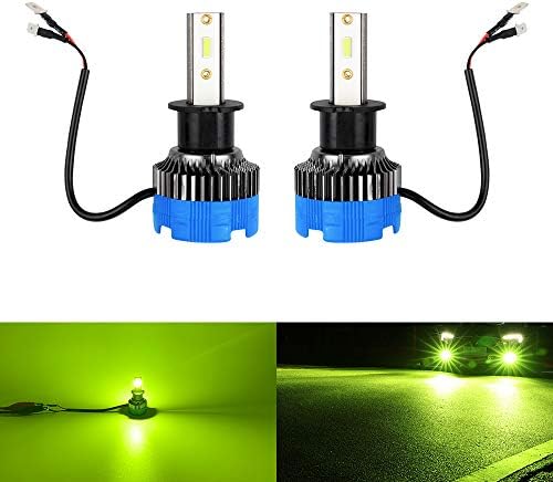 Catland Ledフォグランプ H3 レモンイエロー ライムイエロー フォグ バルブ 黄緑 車用 Led イエロー フォグランプ ヘッドライト 黄色 Ledバルブ Ledランプ Dc9v 30v 4000lm 2 28w 2 一体型 ファン冷却 明るい Cspチップ搭載 2個入
