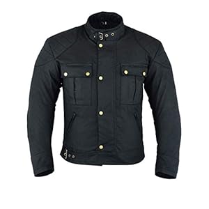 Gewaxt katoen motorjas heren 4 seizoenen – Winter kort waterdichte motorjack met CE pantser (EN 1621-1) – Texpeed…