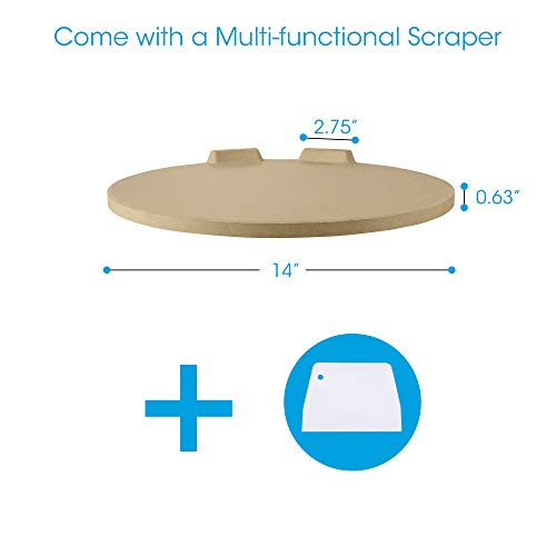 image for UNICOOK 14 Inch Round Pizza Stone, Heavy Duty Ceramic Pizza Grilling S