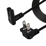 TV Power Cord,6FT/1.8Meter Dual Angled (L-Type Angle) IEC 320 C7 to Nema 1-15P AC Power Cord, NISPT-2 18AWG 2-Slot 90 Degree Nema 1-15P to IEC C7 (Figure 8) Right Angle AC Power Cable