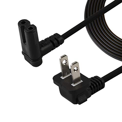 TV Power Cord,6FT/1.8Meter Dual Angled (L-Type Angle) IEC 320 C7 to Nema 1-15P AC Power Cord, NISPT-2 18AWG 2-Slot 90 Degree Nema 1-15P to IEC C7 (Figure 8) Right Angle AC Power Cable