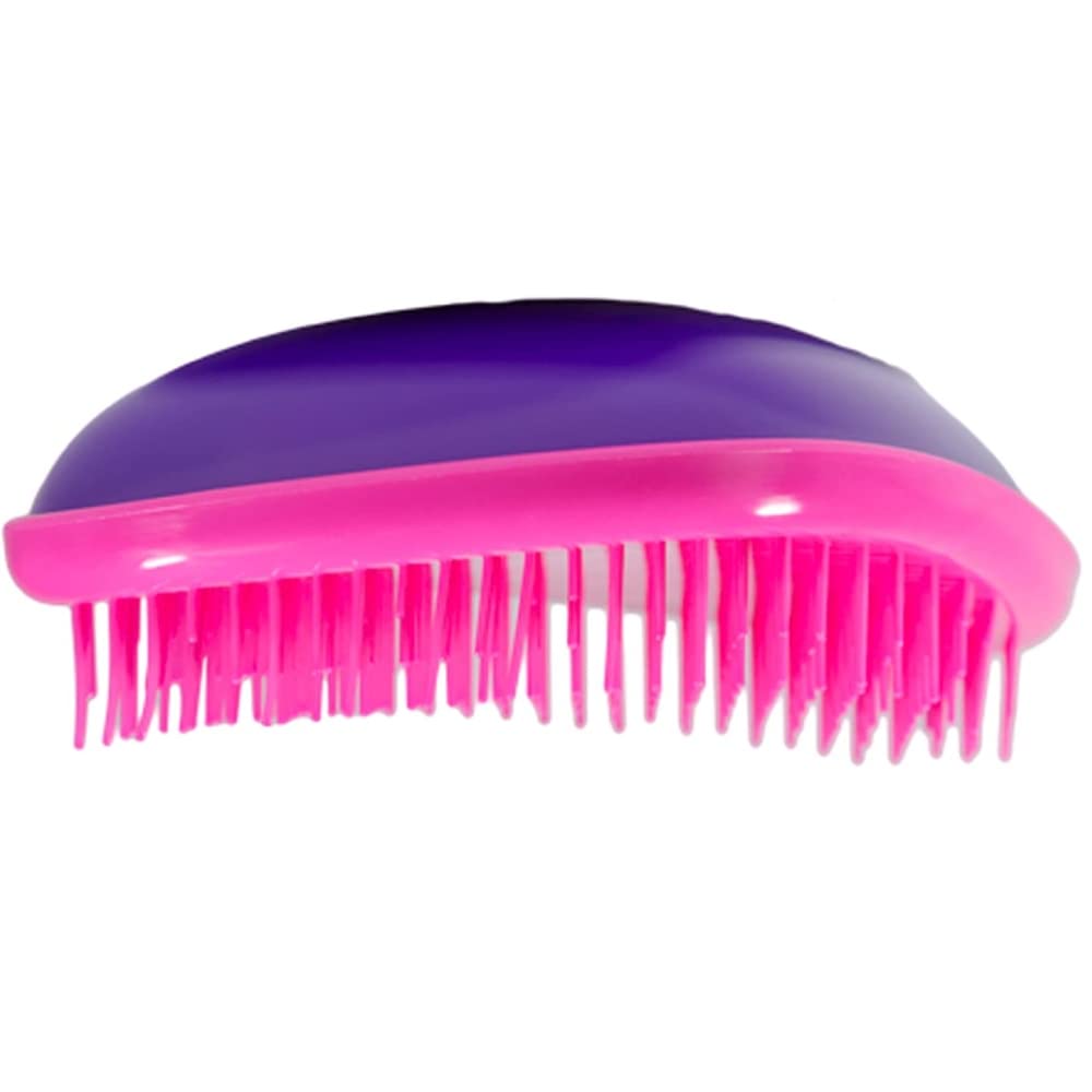 DETANGLER purple + fuchsia detangling hairbrush. Original size.