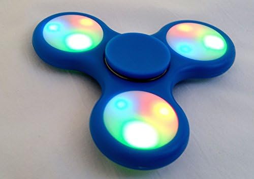 LED With Switches Hand Tri-Spinner Fidget Finger Toy 3 Light Settings With Premium Hybrid High Speed Ceramic Bearings Stress Reliever Anxiety Reducer ADD Killing Time Maintaining Focus (Blue)