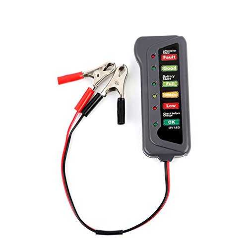 Pevor 12 Volt Digital Car Battery Tester Vehicle Alternator Condition and Charging System Analyzer (6 LED Indications)