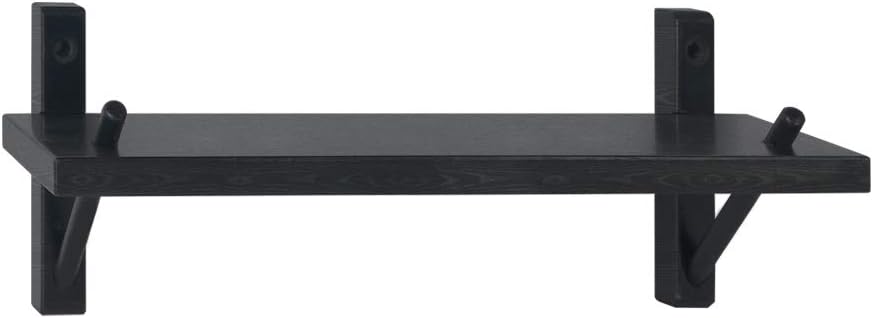 LBQ Floating Shelves Wall Mounted Set of 1,Rustic Wood Hanging Wall Storage Shelf for Bedroom, Living Room, Bathroom, Kitchen Black