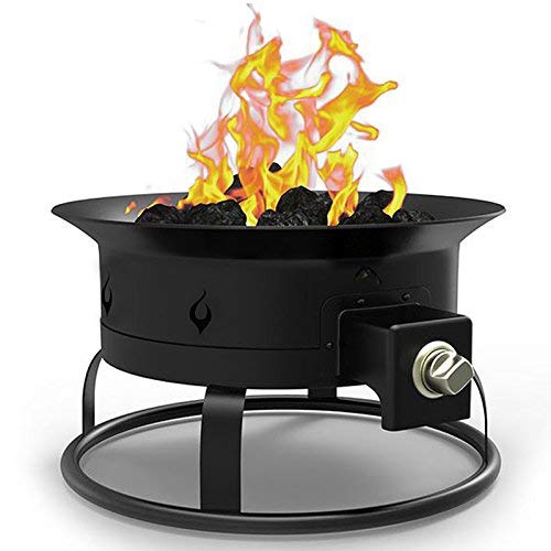 Regal Flame Premium Portable 19 Inch Outdoor Lp Propane Gas Fire Pit With Lid Carrying Straps And Lava Gas Log Rock Set