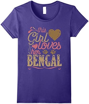 Womens Bengal Cat Shirt Gift Tshirt Tee Present Cats Kitten XL Purple