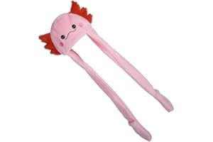 RHODE ISLAND NOVELTY Axolotl Plush Hoodie Scarf Hat 3.5"-Pink
