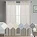 Turquoize White Linen Sheer Curtains Natural Linen Semi Sheer Curtains White 96 Inches Long Light Filtering Burlap Curtains 2 Panels Rod Pocket Window Treatments Drapes, Privacy Assured, Natural