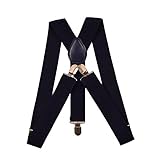 Alizeebridal 3.5CM Men's Solid Suspenders with 3 Clips