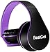 BESTGOT Kids Headphones BG6002 Children Headphones for Kids Boys Adult with Microphone Volume Control Foldable Headset with 3.5mm Plug Removable Cord (Black/Purple)