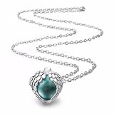 Eudora Harmony Bola Angel Wing Heart Cage Musical Chime 18mm Pendant Necklace,30'' Seagreen