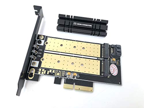 MICRO CONNECTORS M.2 NVMe + M.2 SATA 80mm SSD PCIe x4 Adapter with Heat Sink (PCIE-M20802HS) - Thumbnail 7