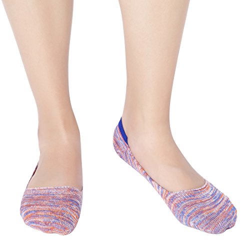 Toes Home Women 5 Pairs Low Cut No Show Socks Non Slip Candy Color Boat