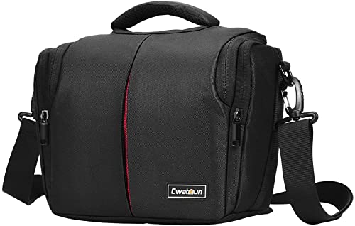 Cwatcun Small Camera Bag fits 1 Camera 2 Lenses 1 Filter Water-resistant Camera Case Crossbody Camera Bag Compact SLR DSLR Shoulder Bag for Canon Nikon Sony and Other Brands CameraS and Accessories