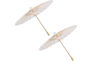 UtySty 2 Pack White Paper Umbrella Mini 16'' Blank Folding Umbrella Parasol for DIY Crafting Painting Wedding Kids Do It Yourself Crafts Baby Shower Party Decoration Centerpiece Table Display