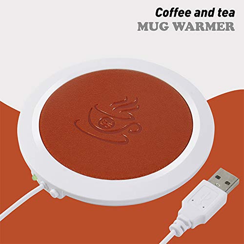 Coffee Mug Warmer, ALLOMN Beverage Warmer for Desk Auto Shut Off, PU Heat-resistant Electric Insulation USB Warm Cup Mat for Office (Deep Orange)