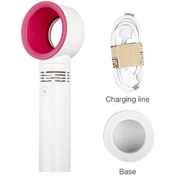 Protable Handheld Cooling Bladeless Fan USB Mini Fan Desktop Bladeless Fan Rechargeable Quiet 3 Gear (White)