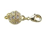 8 Sets - CleverDelights Magnetic Jewelry Clasps - Rhinestone Ball Style + Lobster Clasp - Gold Color