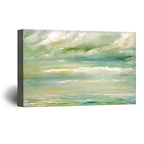 Canvas Wall Art - Oil Painting Style Abstract Seascape - Giclee Print Gallery Wrap Modern Home Art Ready to Hang - 12x18 inches