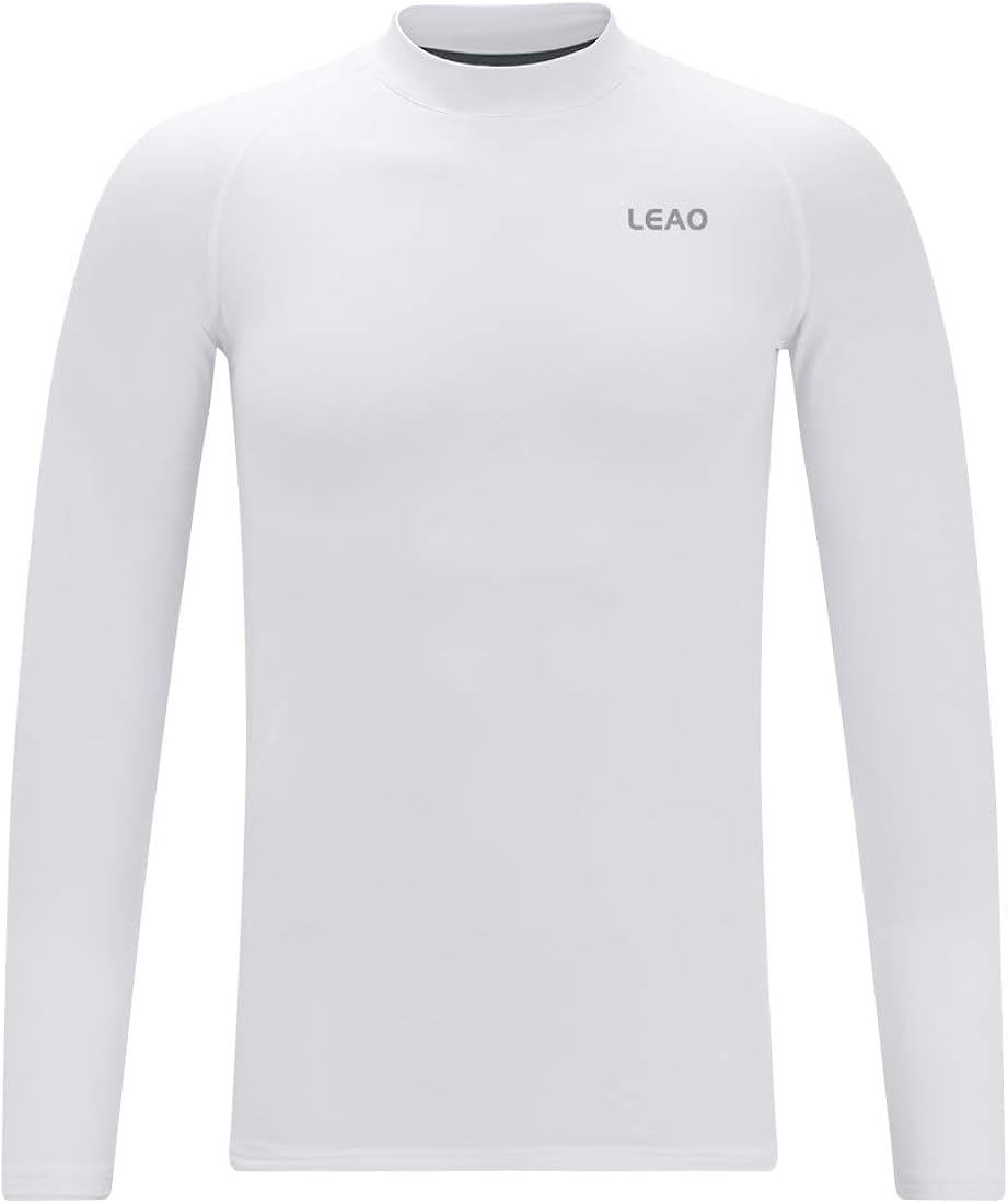 LEAO Youth Boys' Compression Thermal Shirt Long Sleeve Fleece Baselayers Sports Undershirts Mock Top: Clothing