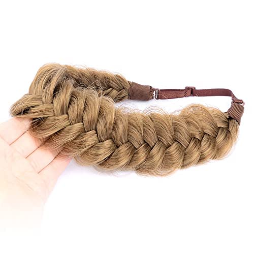 BOBIYA Messy Wide 2 Strands Synthetic Hair Braided Headband Classic Chunky Plaited Hair Headband for Women Girl (Dirty Blonde)