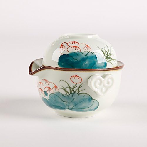 Dehua Porcelain Hand-painted Chinese Kung Fu Teaset,porcelain China Gong Fu Tea Set,1teapot & 1tea Cup,portable Travel Tea Set (#4)