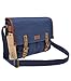 Canvas Camera Bag ZLYC Leather Trim Camera Case Waterproof DSLR Pouch Vintage Laptop Messenger Shoulder Purse for Women Men, Blue