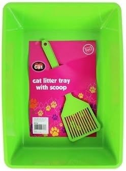 World of petsCat Litter Tray With Scoop Toilet Box Kitten Pet Clean Tidy Home Green