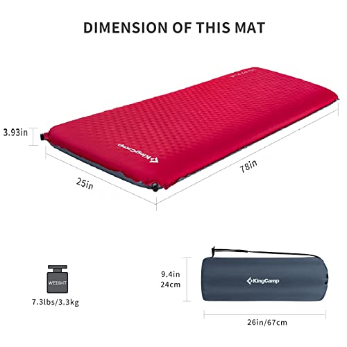 KingCamp Camping Sleeping Pad Self Inflating Camping Mattress 10 R Value Comfortable Durable