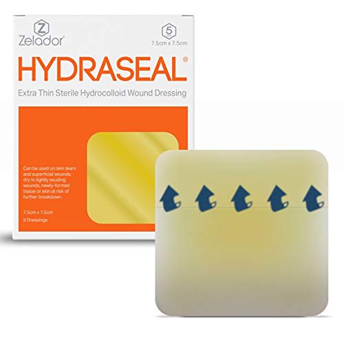 Hydrocolloid Thin Wound Dressing – Waterproof, Breathable & Adhesive Patches for Faster Healing, Blister & Acne Protection – Ideal for Sensitive Skin 7.5x7.5cm x 5