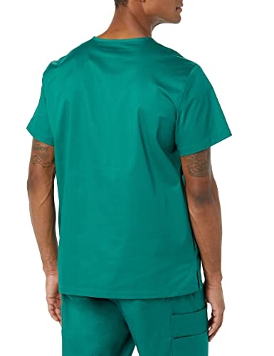AMAZON ESSENTIALS MEN’S V-NECK SCRUB TOP WITH POCKETS, TEAL BLUE, SMALL