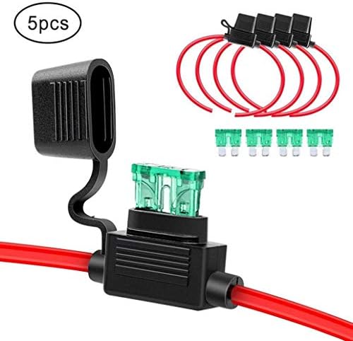 Universal 12V 14 Gauge in-line ATC/ATO 30A Fuse Holders with Cover for Car Boat - Black 5pcs