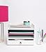 DesignOvation Francesca Desktop Organizer with Letter Trays and Drawer, 12.75x10x9, White