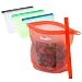 Reusable Snack Bags, Silicone Lunch and Sandwich Bag by Leaflit - Set of 4 Food Storage Produce Bags with Leak-Proof Plastic Slide - Eco-Friendly Zero Waste Replaces Ziploc Bags Plastic Food Wrap
