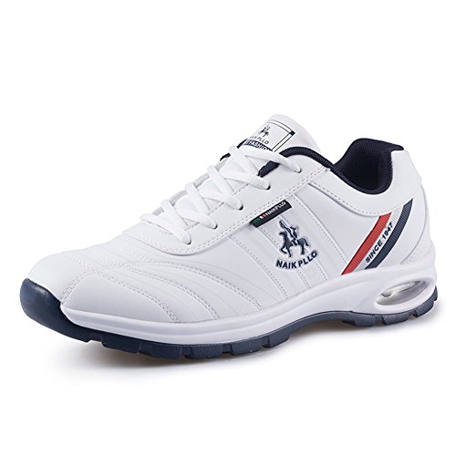 DeLamode Men Air Cushion Increased Sports Shoes Leather Shoelace Travel Badminton Sapato