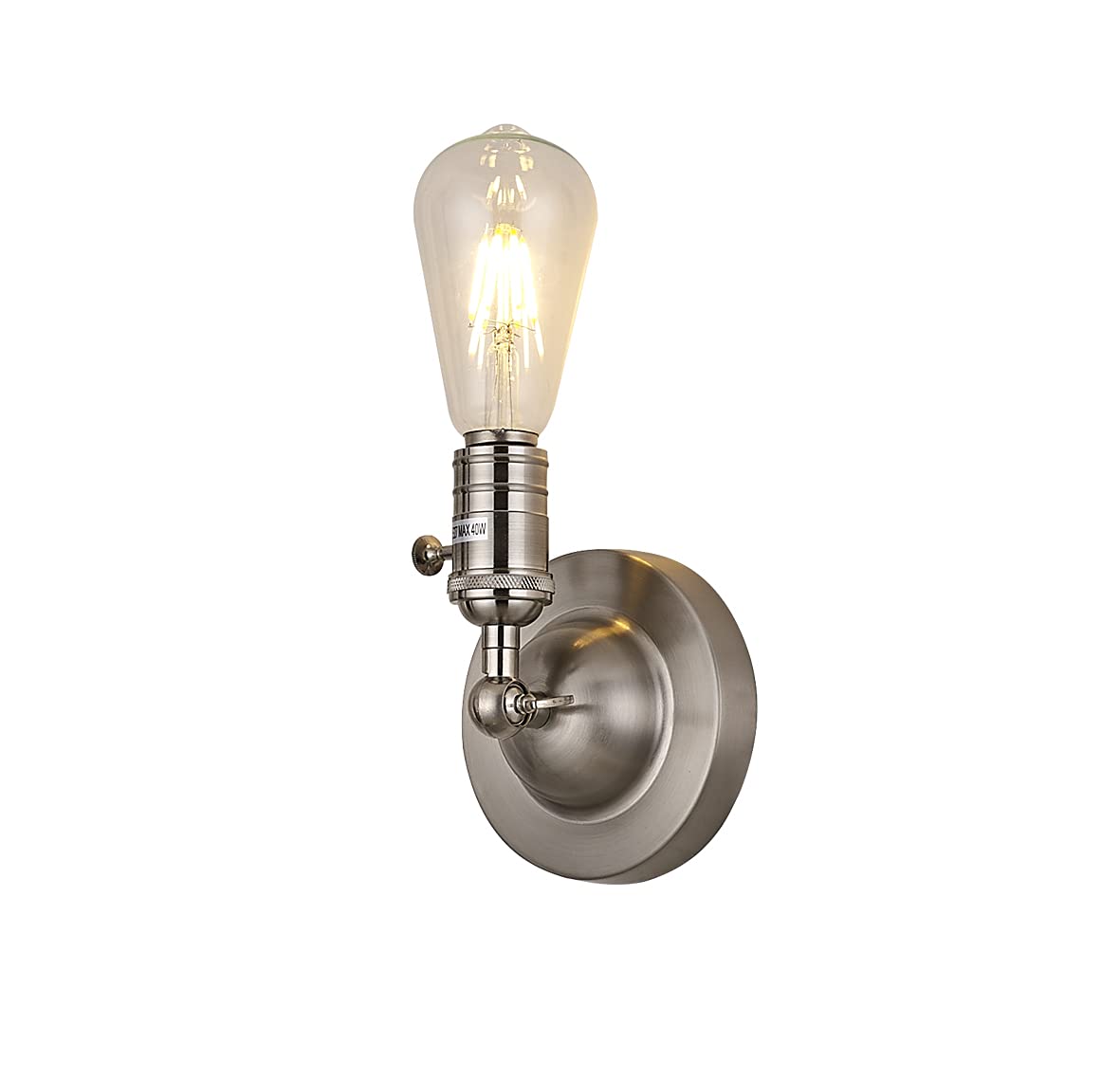 Loxton Lighting - Metal Plated Vintage Wall Sconce with on/Off Switch and Adjustable Head - Polished Chrome