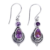 AIUSD Women Vintage Jewelry Moonstone Earrings Gemstone Dangle Hook Stud Earring Gift