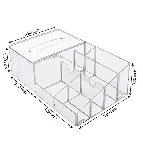image for CECOLIC Acrylic Tissue Box Cover Holder Combo Makeup Organizers and St