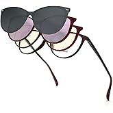 Bauhaus Magnetic Clip on Sunglasses for Men & Women Polarized UV Protection Retro Square Eyeglasses Fit Over Night Driving