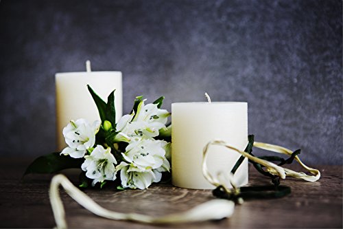 Melt Candle Company Set of 3 Ivory Pillar Candles 3" x 3" Unscented Rustic for Weddings Home Decoration Restaurant Spa Church Smokeless and Dripless - Thumbnail 4
