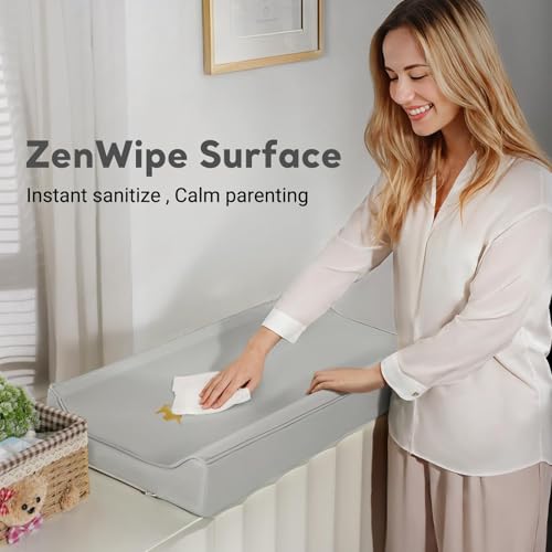 Baby Changing Pad, Waterproof Diaper Changing Pad for Dresser and Table, Leather Wipeable and Easy to Clean, Light Grey 78 * 40 * 11Cm ﻿