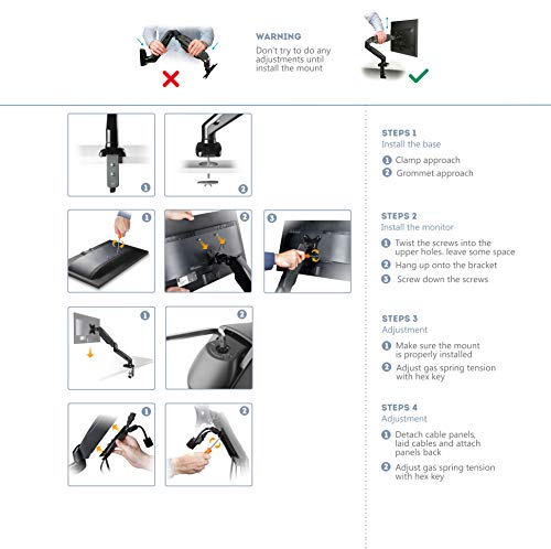 ONKRON Dual Monitor Desk Mount for 13 to 27-Inch LCD LED Computer TV Screens up to 14.3 lbs G160