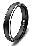 SOMEN TUNGSTEN 4mm Titanium Rings for Men Women Black Dome Two Tone Polish Wedding Band
