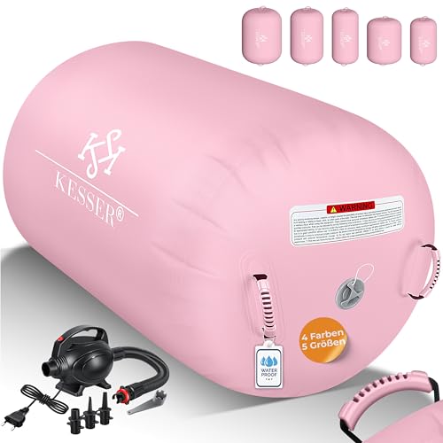 KESSER® Aufblasbare Airtrack | inkl. Tragetasche & elektr. Luftpumpe | Barrel Tumbling, Yoga, Fitnessmatte, Trainingshilfe, Turnmatte, Balance Trainer